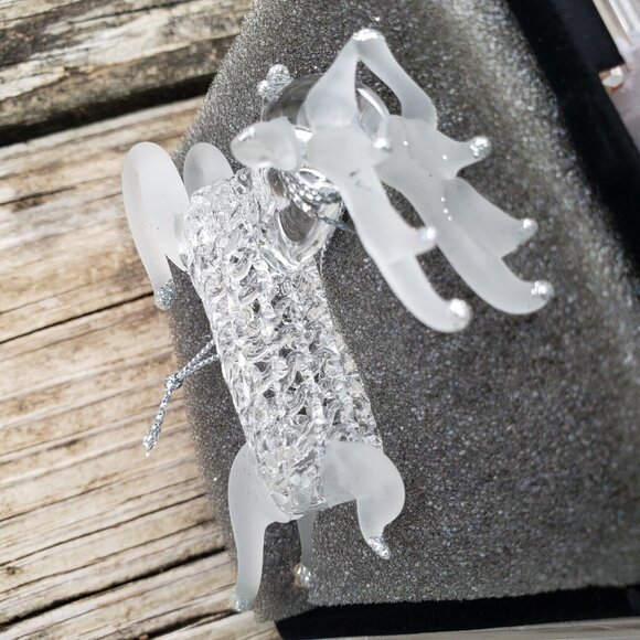 Vtg Unique Treasure Hand Spun Glass Reindeer‎ Deer Glitter Christmas Ornament - Picture 5 of 10
